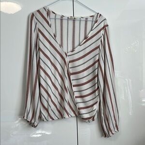 REBELLION AGAIN NWOT Long Sleeve V Neck Wrap Boho Blouse, Size L